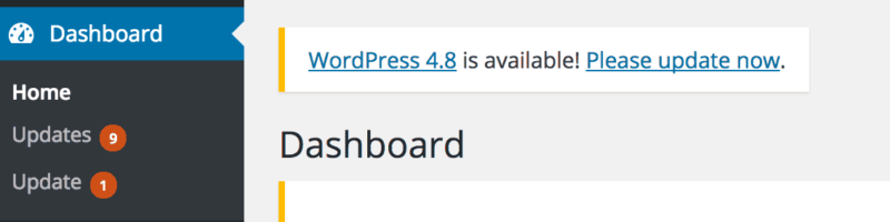 Wordpress update notifications